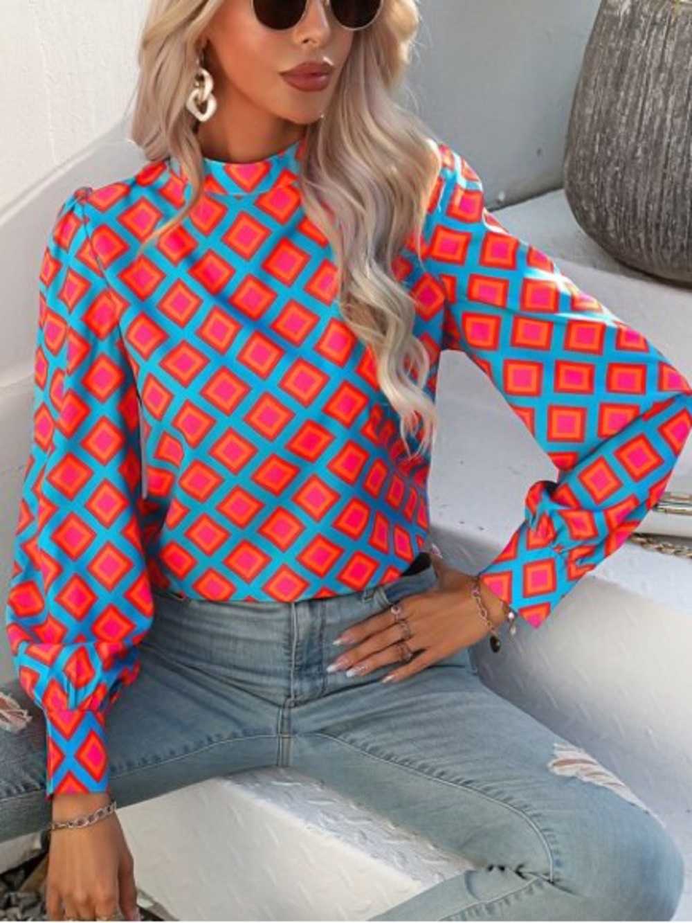 LN SHEIN Geometric Blouse